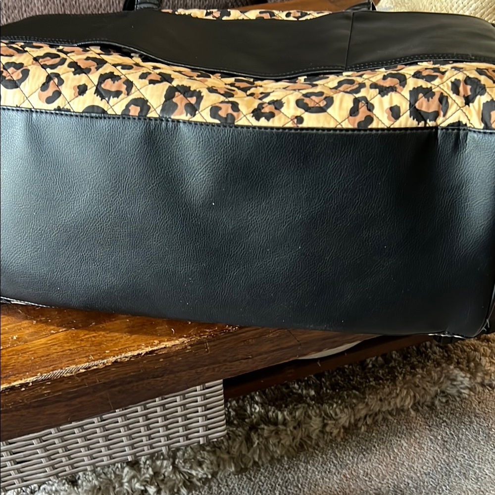 Betsy Johnson Quilted Leopard Carry on Tote with Gold Accent - Picture 9 of 13